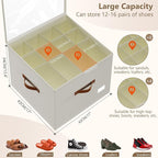 Vincona Shoe Organizer for Closet,2 Pack Shoe Storage Bins Foldable Shoe Storage Box Containers with Clear Cover and Sturdy Handles,Shoe Rack for Closet Storage for Sneakers Heels Slippers (Beige)