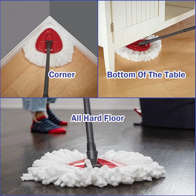 Spin Mop Replacement Head 5 Pack Mop Refill Compatible with Ocedar Triangle Swivel Mops Microfiber Swivel Mop Refill,Deep Clean,Machine Washable and Easy to Replace