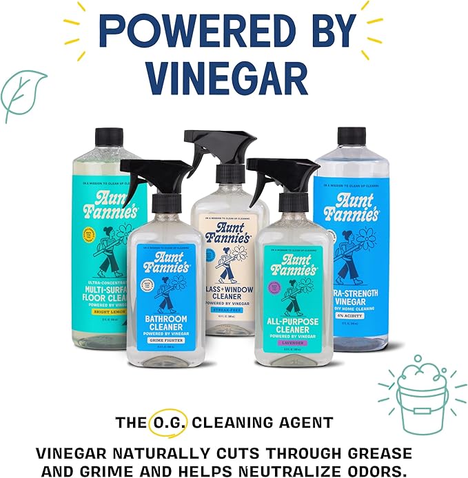 Aunt Fannie's Bathroom Cleaning Bundle, Natural Bathroom Cleaner Spray and Toilet Bowl Cleaner, Vinegar and Plant-Based Formula, Streak-Free, Non-Toxic, Safe for Kids and Pets, Pack of 2