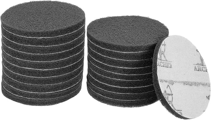 HARFINGTON 20pcs Scrubber Scouring Pads 1200 Grits 5 Inch Drill Power Brush Hoop and Loop Surface Conditioning Disc Drill Scuffing Disc Scrub Pads for Home Kitchen Cleaning, Light Grey
