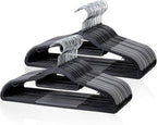 Tonswachic Heavy Duty Plastic Hangers 50 Pack, Space Saving Clothes Hangers, Non-Slip, 0.2 Inches Slim, 360° Swivel Silver Hook for Shirts, Sweaters & Pants, Black and Dark Gray