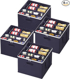 Lifewit 4 Pack Shoe Storage Organizer for Closet, Large Shoe Box Storage Containers with Clear Cover, Foldable Storage Bins Fit for Boots Fits 48-64 Pairs (Each 12-16 Pairs) Blue