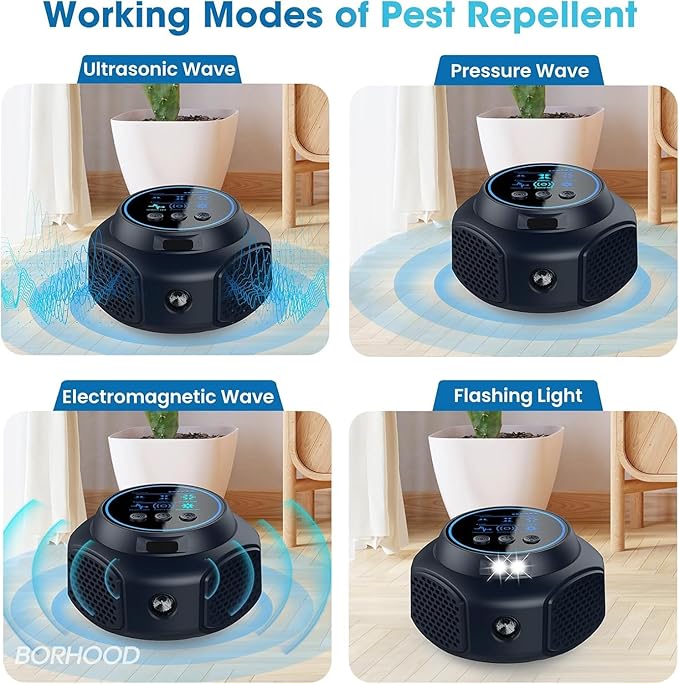 Ultrasonic Mouse Repellent Plug in, Indoor Pest Control for Rodent Mouse Mice Rat Squirrel, Electronic Repelling Device Mouse Traps for House Kitchen Garage 2 Pack