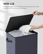 SOLEDI Laundry Hamper with Lid 90L Large & Tall Collapsible Laundry Basket, Clothes Hamper with Bag Removable Easy to Carry, Dirty Hampers for Bedroom, Bathroom, Dorm, College, Navy Blue