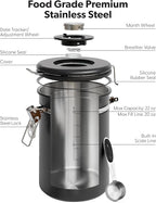 Veken Coffee Canister with Window,Airtight Stainless Steel Pantry Container,Home Kitchen Food Storage Organizers for Ground,Beans,Espresso,Rice,Tea,Sugar,Cereal, Decor,Bar Accessories,Gifts,22OZ,Black