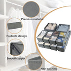 Fordonral 16 Pack Drawer Organizer Clothes, Foldable Fabric Dresser Organizer Closet Organizers and Storage Box for Underwear,Folded Clothes,Baby Clothing,Socks,Bra,Towels,Ties(Gray)