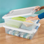 Sterilite 18-Pack Latching Box, Under Bed Storage Bins with Lids, Clear Plastic, 32 Quart - Heavy-Duty Organizing Containers for Closet, Bathroom, and Office