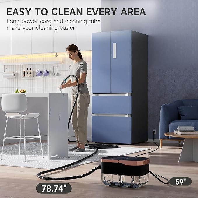 Steam Cleaner for Home, Powerful Steamer for Cleaning, 4Bar Pressure & 15S Instant Heat, Multipurpose Cleaning Steamer with Replacement Heads for Home, Dirt, Grease, Grout, Tile,Floor, Car Detailing