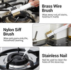 Kitchen Stove Cleaning Brush Scraper Tool Set Heavy Duty Stainless Steel Putty Scraper Stoves Deep Gas Stove Brass Wire Brushes Cleaning Brush Grime Rust Cleaner for Gas Cooktop Pot Pan