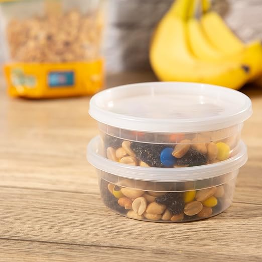 CIAO! 8OZ PP Injection Molded Soup-Deli Container with LLDPE Lid, Microwavable and BPA Free (240/240 combo pack)