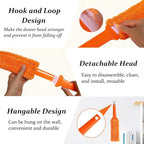 4 Pack 15 inch Reuseable Microfiber Feather Duster, Blind Duster, Gap Duster, Removable and Washable Head, Cleaning Tool for Window, Blind, Car, Wall, Dead Corner Gap, Furniture, Sofa, Screen
