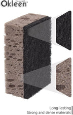 Taupe Multi Use Scrub Sponges. Made in Europe. 18 Pack, 4.3x2.8x1.4 inches. Best Odorless Durable Brown Heavy Duty Scrubber for Kitchen and Household Cleaning