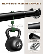 Closet Rod 17-99 IN, Heavy Duty Closet Rods for Hanging Clothes, Adjustable Closet Rods for Wardrobes Storage Laundry RV Bathroom, Easy Install, Black