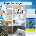 2Pcs Wild Tornado Pipe Dredge,Powerful Sink and Drain Cleaner Powder,For Quick Foaming Cleaning Agent For Kitchen, Bathroom & Toilet Pipes (2)