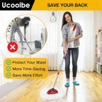 Spin Mop Replacement Handle Compatible with O-Cedar Spin Mop & Bucket System, 4-Section 30" to 58" Mops Handle Replacement Stick for Floor Cleaning, Mops Head & Base Not Include