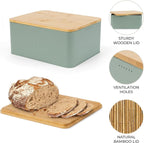 Beautiful Bread Box With Wooden Lid For Your Kitchen Countertop - Spacious Container Perfectly Stores Your Homemade Bread, English Muffins & Bagels - Quality Cutting Board Lid Keeps Bread Fresh
