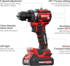 20V MAX Cordless Drill Driver Kit, 70Nm High Torque, LED Light, 26 Piece Accessory Set, 2 Batteries and Fast Charger for Wood Metal Drilling
