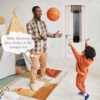 Over the Door Basketball Hoop Laundry Basket ,Wooden Basketball Laundry Hamper with Zipper for Kids Room,Dorm Rooms,Bathroom,Saving Space Storage and Organization (Walnut)