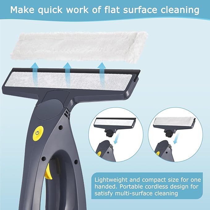 Window Vacuum, Window Vacuum Squeegee, 3 in 1 Cordless Window Vac with Spray/Wipe/Suck up Water,Electric Window Cleaning Tool for Shower Wall Mirror Glass/Car Windshield/Countertop