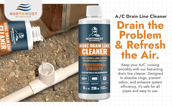AC Drain Line Cleaner and Unclogger - Air Conditioner Cleaner Prevents Build-Up for AC Units, Dehumidifiers, Ice Machines, & More (16 ounces)