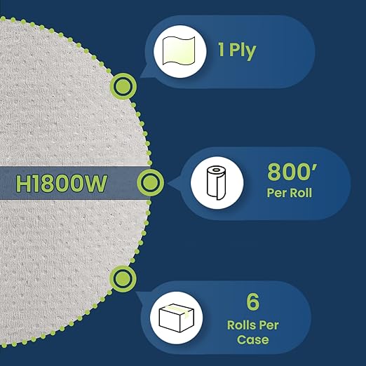 Marcal® White Roll Towels (H1800W) - 7.875” x 800’, 100% Recycled, White, (6 Rolls/Case, 4,800’/Case) Sustainable. Reliable. Affordable. Paper Towels, Perfect for Home & Office, Away-from-Home Product