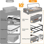 SpaceHacks Under Bed Storage with Wheels 3Pack Underbed Storage with Clear Window&Label Under Bed Drawers Large Capacity Rolling Under Bed Storage for Clothes,Shoes, Blankets (Light Grey)