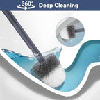 Toilet Bowl Brush and Holder, 3 Pack Compact Toilet Brush Set with Nylon Bristles Toilet Brush Hidden Scrubber Brushes for Bathroom Cleaning—Blue