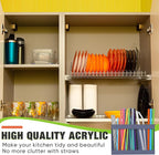 Qinyoung Acrylic Straw Holder for Cabinet Door with Double Sided Adhesive Tape Reusable Straw Organizer Tumbler Storage Kitchen Accessories Container for Counter Cupboard(Classic,Large,Grey)