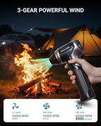 Electric Air Duster-（3 Times the Average Market Wind Force）, Super Power Cordless Duster, Rechargeable Brushless Motor Durable Blower, 3-Gear Adjustable for Keyboard, Car, House, Patio