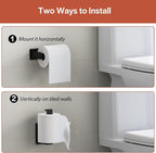 Toilet Paper Holder, Self-Adhesive Toilet Paper Roll Holder for Bathroom and Washroom, No-Drill SUS 304 Stainless Steel,Matte Black