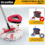 Spin Mop Replacement Head for O Cedar 1 Tank EasyWring, 40% More Cleaning Power, Upgraded Scrub Brush, 4 Microfiber Mop Refills, 1 Brush, 1 Mop Stick, 1 Base