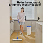 Mop and Bucket Set, Mops for Floor Cleaning with Long Handle, Squeeze Flat Mop and Bucket System, Dry & Wet Dust Mop for Household Floor Cleaning with 5 Microfiber Mops, Slate Blue