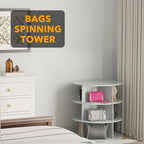 SpaceAid 3 Tier Rotating Shoe Rack Tower, Spinning Shoe Display Lazy Susan, Revolving 360 Shoe Rack Storage Round Carousel, Vertical Handbag Rotate Shoes Closet Organization (3-Tier Gray)