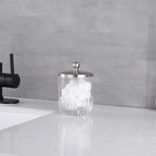 Glass Jar with Metal Lid for Bathroom Organization, Clear Apothecary Jar for Cotton Balls, Q Tips, and Small Accessories, Stylish Bathroom Storage Container Nickel