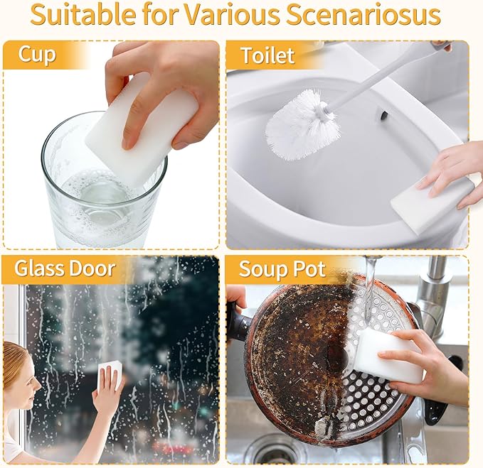 Trendbox 50 Pack Melamine Sponges Magic Cleaning Sponges in Bulk Melamine Foam for Dishes Eraser Sponges for Cleaning