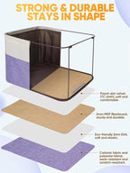 BALEINE 4 Pack Fabric Storage Bins for Shelves, Linen Storage Baskets for Organizing, Decorative Closet Bins for Clothes, Home (Lavender, 17''x13''x10.5'')