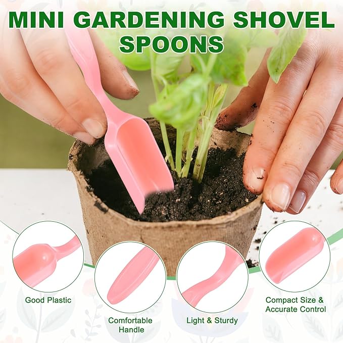 10-Pack Mini Gardening Shovel Spoons, Plastic Garden Soil Scoops for Cultivation Digging Transplanting/Flower Planting/Plant Succulent, Colorful Small Gardening Tools [Multicolor]