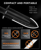 SUNPOW Metal Detector Shovel Digging Tools - Heavy Duty Double Serrated Edge Digger Shovel Knife - Garden Digging Tools with Carrying Sheath - Metal Detector Accessories