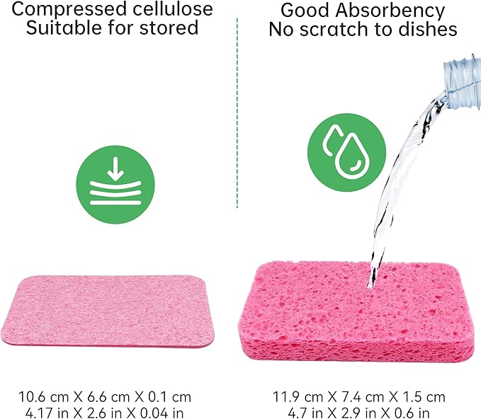 12-Count Kitchen Sponges | Compressed Cellulose Sponges | Non-Scratch Natural Dish Sponge for Kitchen Bathroom and Cars,Colorful Funny Cut-Outs DIY