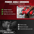 Cordless Angle Grinder 4-1/2 inch, 12000 RPM Brushless Metal Grinder Power Tools with 2x4.0Ah Battery, 3 Variable Speeds Angle Grinder with Auxiliary Handle for Cutting Grinding Polishing