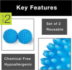 Smart Design Plastic Dryer Balls with Spikes - Set of 2 - Fabric Softener - Eliminates Wrinkles and Reduces Static - for Laundry, Clothes, Fabrics - Blue