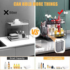 Bathroom Organizer with Basket, 2-Tier Bathroom Tray for Countertop Storage Shelf, Bathroom Counter Organizer, Vanity Organizer and Storage Kitchen Counter Organizers Spice Rack