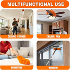20FT Reach High Ceiling Duster Kit, Window Cleaning kit with 3-12FT Extension Pole, Fan Duster for Ceiling Fan Blades, Microfiber Feather Duster, Rotatable Window Squeegee and Cobweb Duster