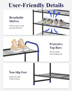Kitsure Shoe Rack - Stainless Steel Shoe Organizer, Sturdy Shoe Rack for Closet and Front Door Entrance, Free Standing Shoe Shelf, Closet Organizers and Storage, 25.6" Wide - 3 Tier, Black