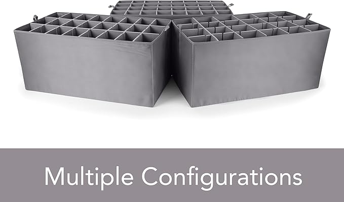 Covermates Keepsakes - Adjustable Zip-Top Storage Box - Configurable FlexGrid Compartments - Heavy Duty Polyester- Reinforced Handles - Stackable Design - Indoor Storage, Brown Heather