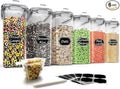 Wildone Cereal Storage Containers Set, Large BPA Free Plastic Airtight Food Storage Containers 4L /135.3oz for Flour, Sugar, 6 Piece Set Cereal Dispensers with 20 Labels & Marker, Grey
