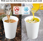 Qunclay 𝟐𝟏𝟎 𝐂𝐨𝐮𝐧𝐭 𝟏𝟐 𝐨𝐳 Disposable White Paper Coffee Cups, To Go Hot Cups for Coffee, Chocolate, Juice, Hot or Cold Beverage Drinking Cup Suitable for Party, Office, Travel, and Events