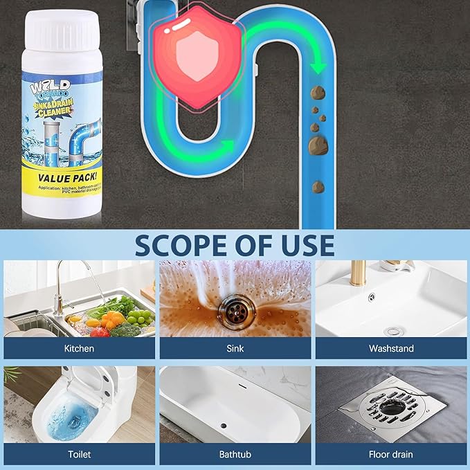 4PCS Wild Tornado Pipe Dredge, Wild Tornado Sink and Drain Cleaner for Kitchen Toilet Pipeline Quick Cleaning Tool (4PCS)