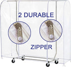 Ruibo Clear Garment Rack Cover Dustproof Clothes Rack Cover with 2 Durable Zipper/Clothing Waterproof Protector (L:71x20x60 inch)