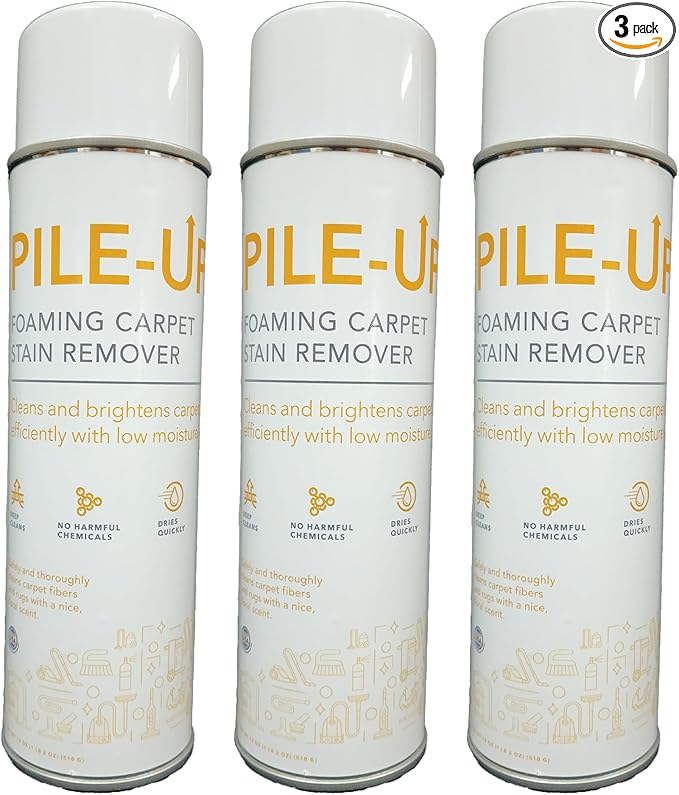 Pile-Up Foaming Carpet Stain Remover, Foaming Aerosol, 18 oz Net (3, 3 Pack)